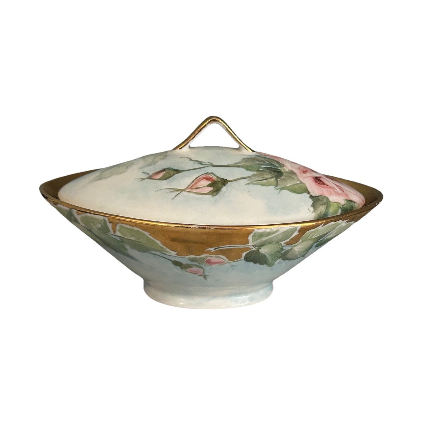 Bareuther Bavaria Lidded Dish Porcelain Germany Hand Painted Signed Foust 1959
