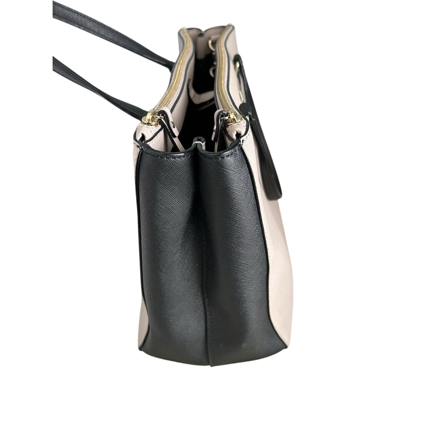 Kate Spade Leighann Laurel Way Leather Satchel Almond Black Handbag Reese