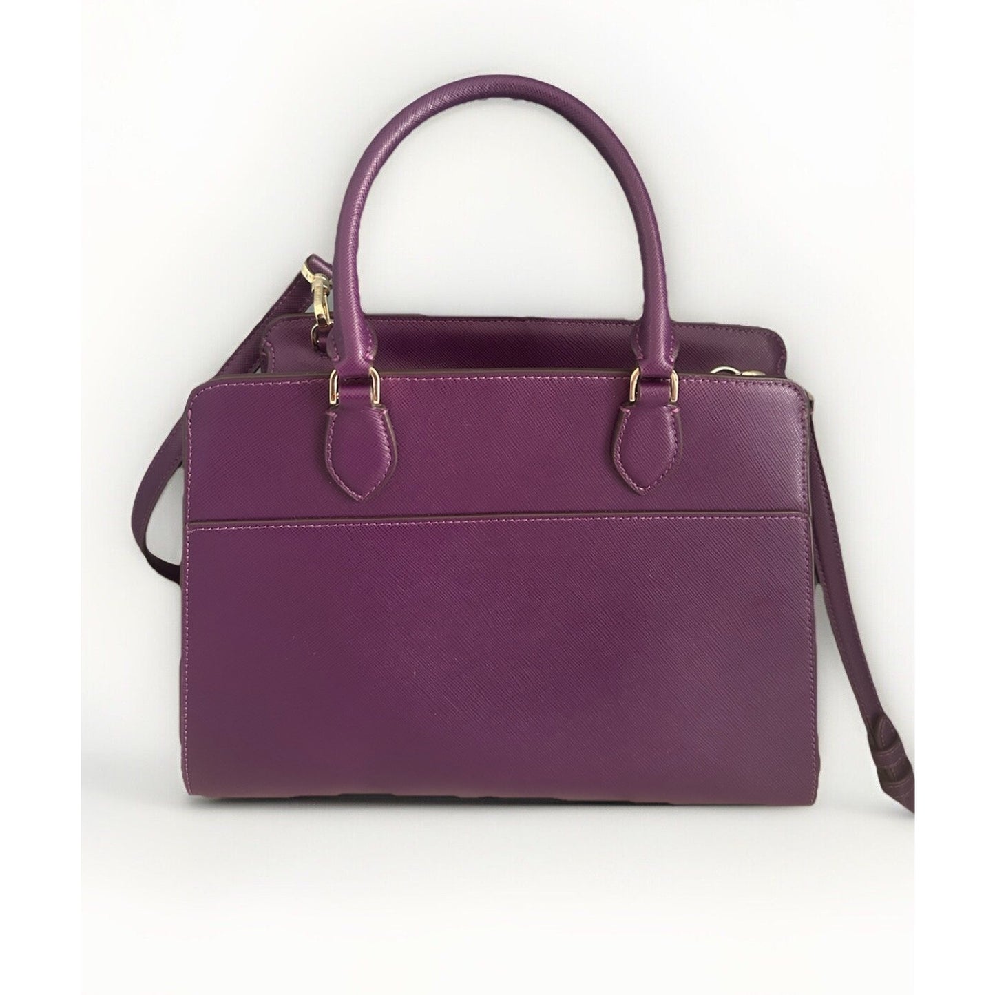 Kate Spade Ripe Plum Madison Saffiano Leather Medium Purple Bag Satchel EUC