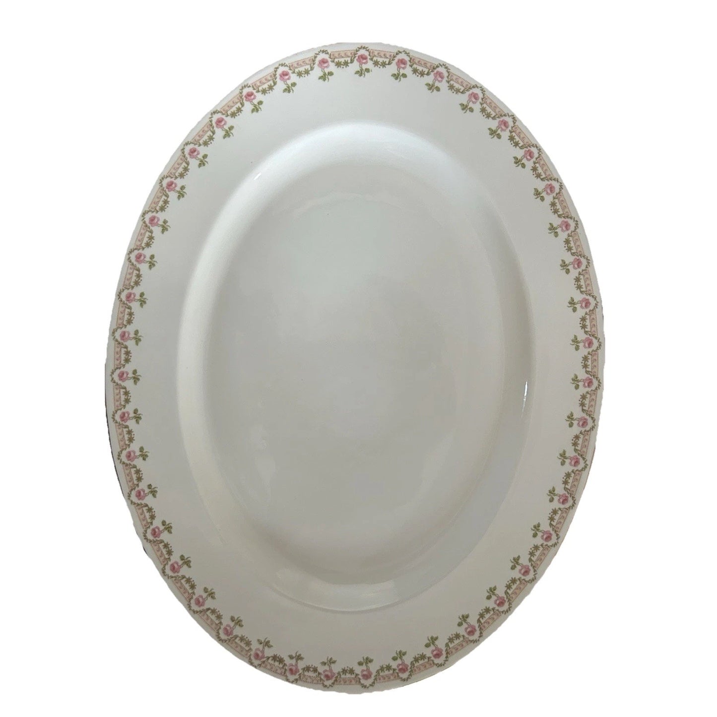 Wm Guerin Limoges Platter 18” Pink Rose Oval Serving Dish GEU19 France Vintage