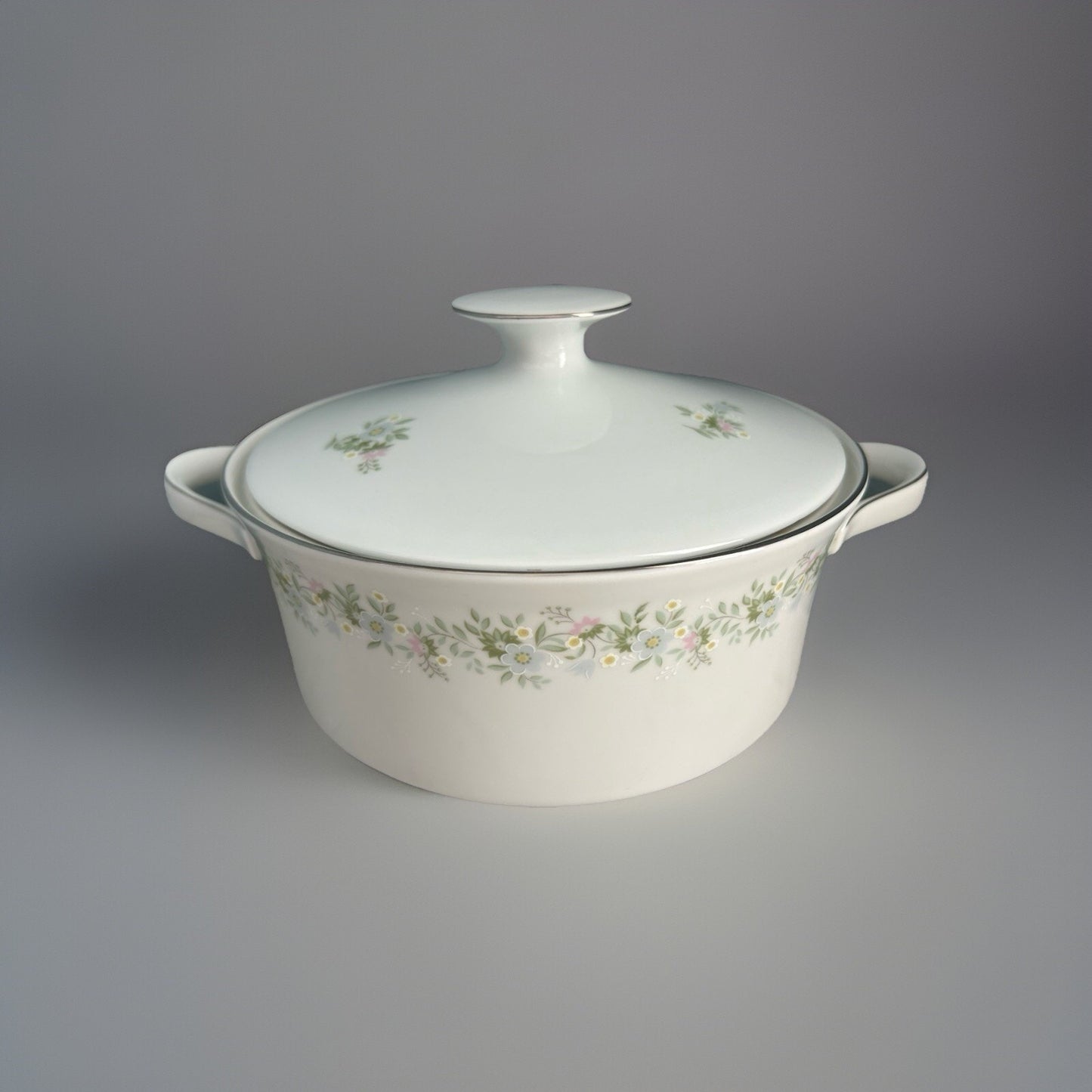 Haviland Forever Spring Covered Vegetable Bowl Casserole Dish 8” Platinum Trim