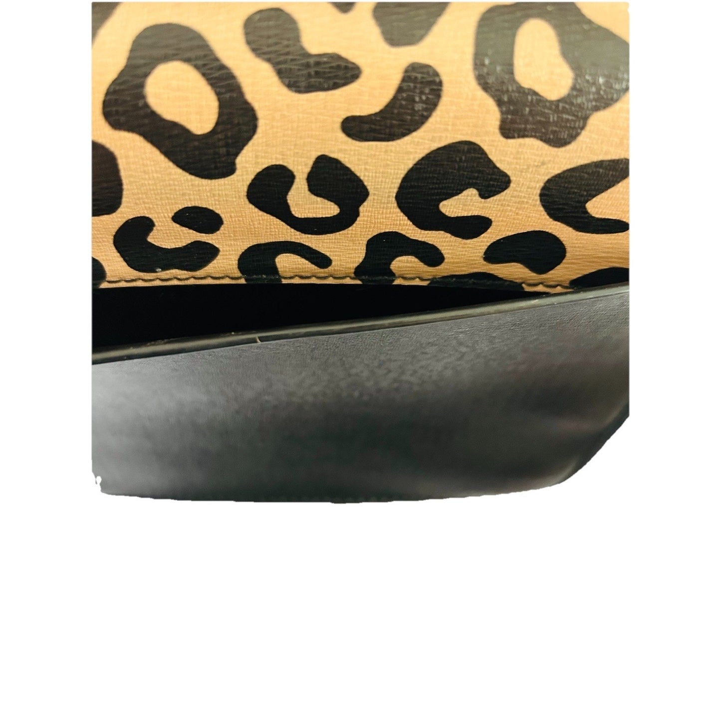 Kate Spade Leopard Print Leather Remi Flap Chain Crossbody Shoulder Bag Black