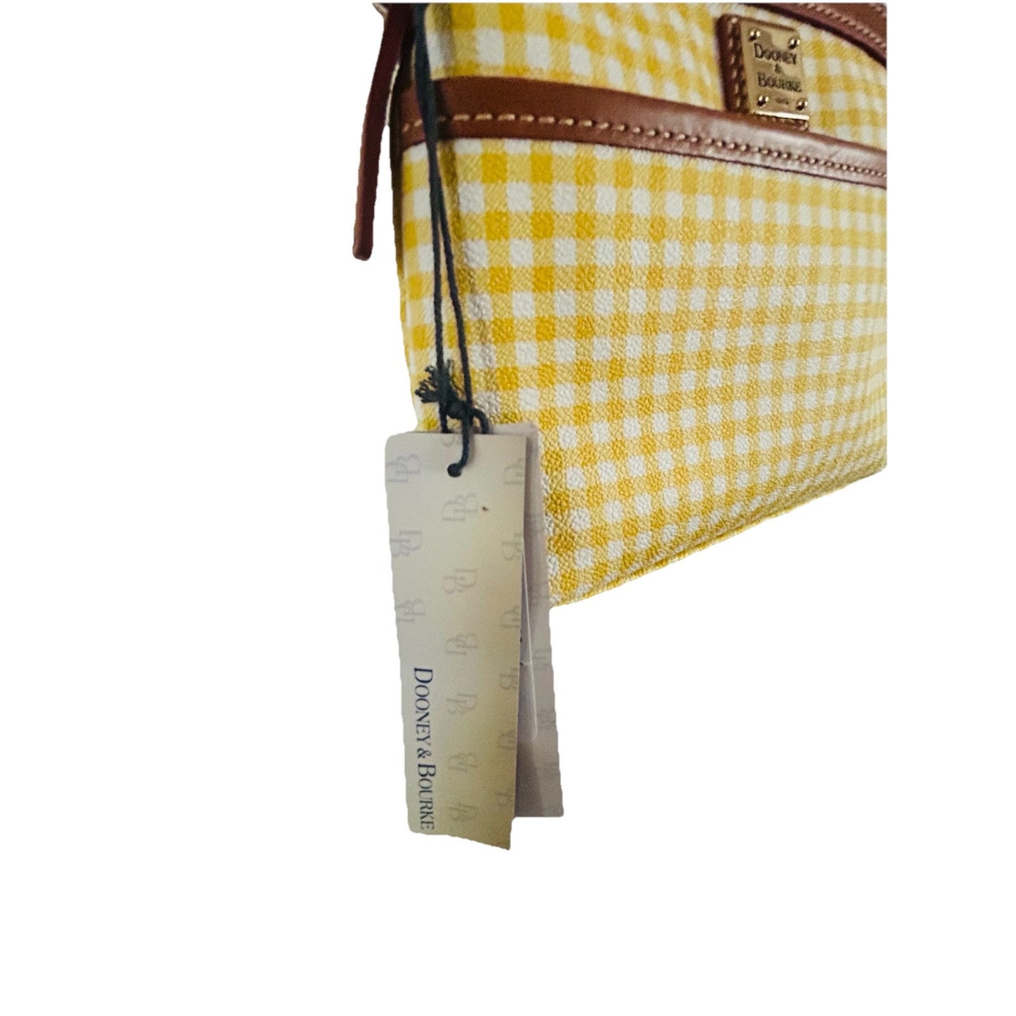New Dooney & Bourke Domed Small Crossbody Gingham Yellow White Plaid Handbag NWT