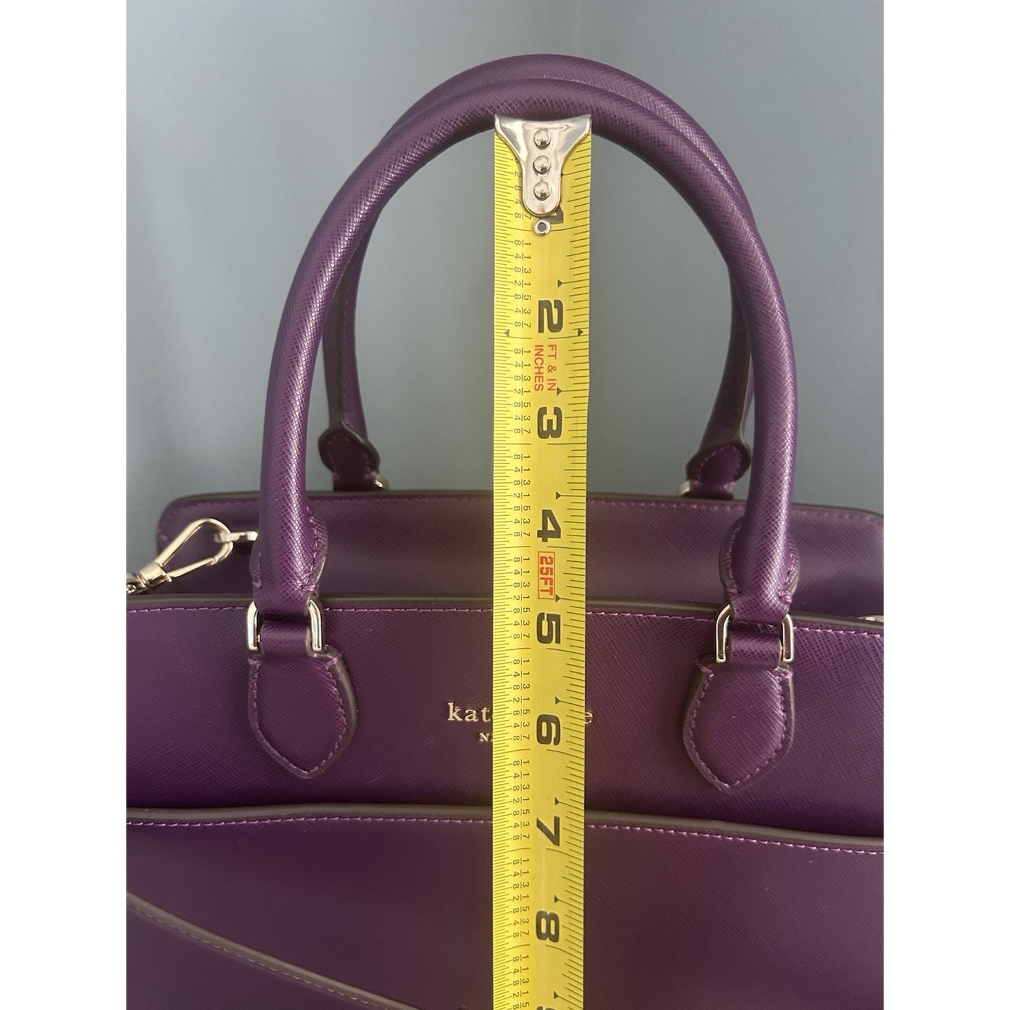 Kate Spade Ripe Plum Madison Saffiano Leather Medium Purple Bag Satchel EUC
