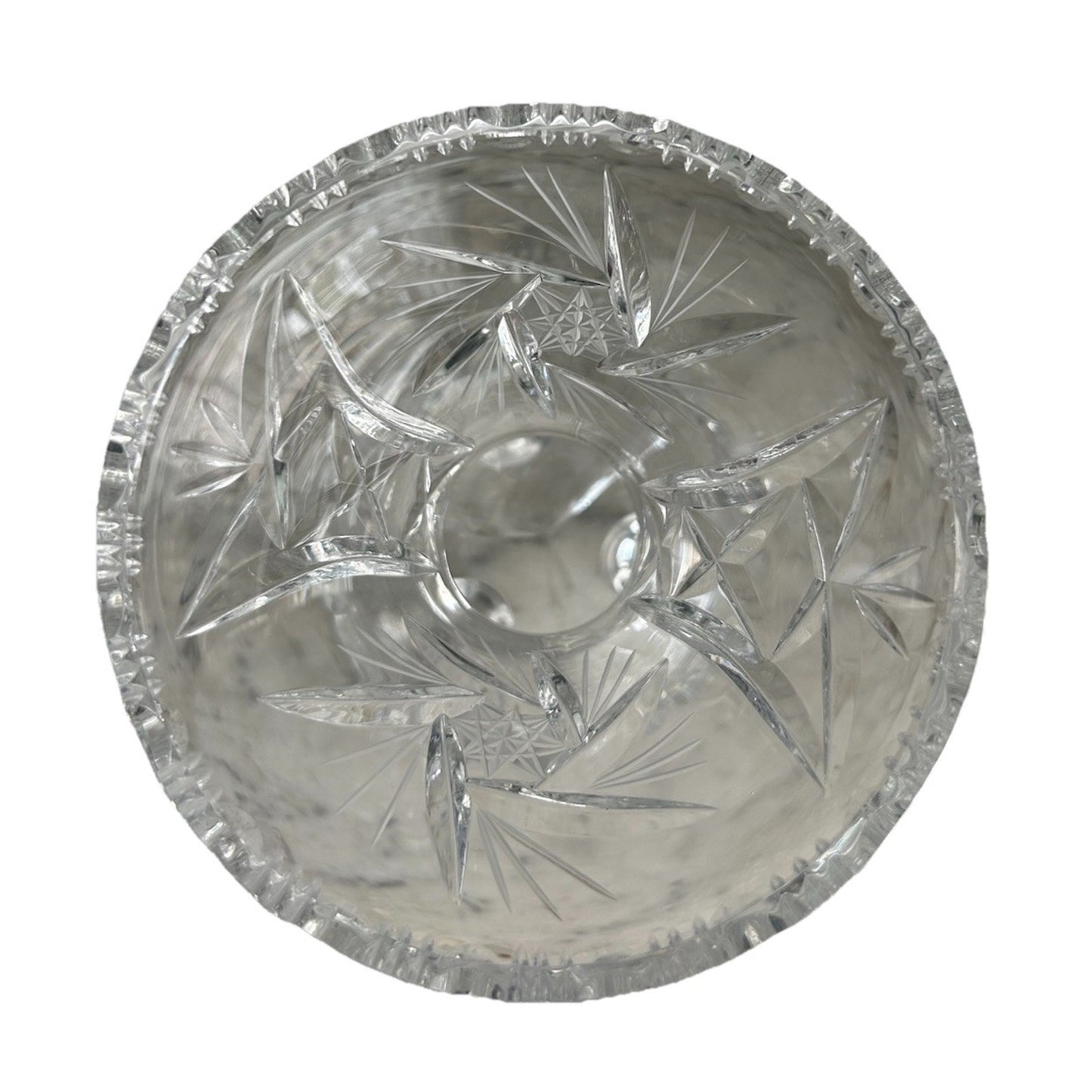 Vintage Bohemian Heavy Hand Cut 3 Footed Crystal Vase 5.75”H Clear Gift Feet