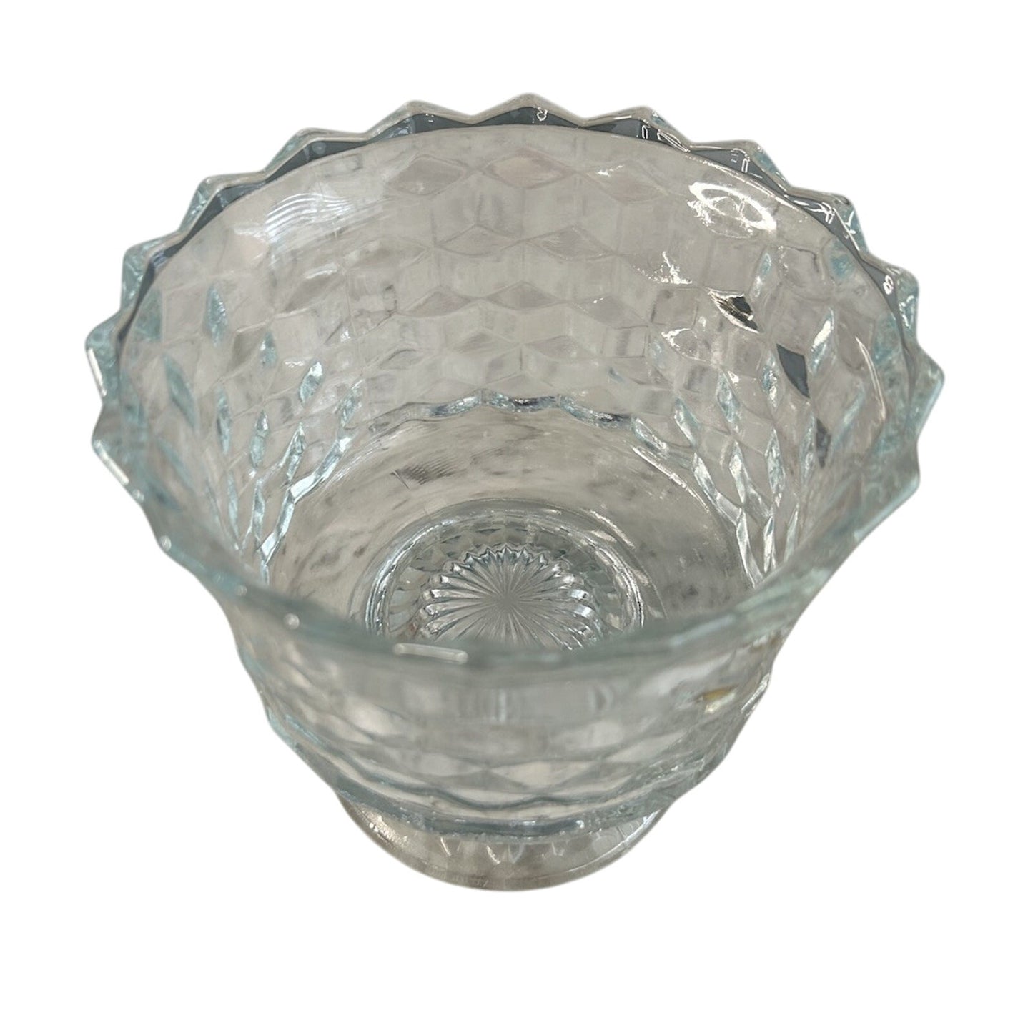 Fostoria American Footed Trifle Bowl 1950’s Cubed Pattern Vintage 6" Compote