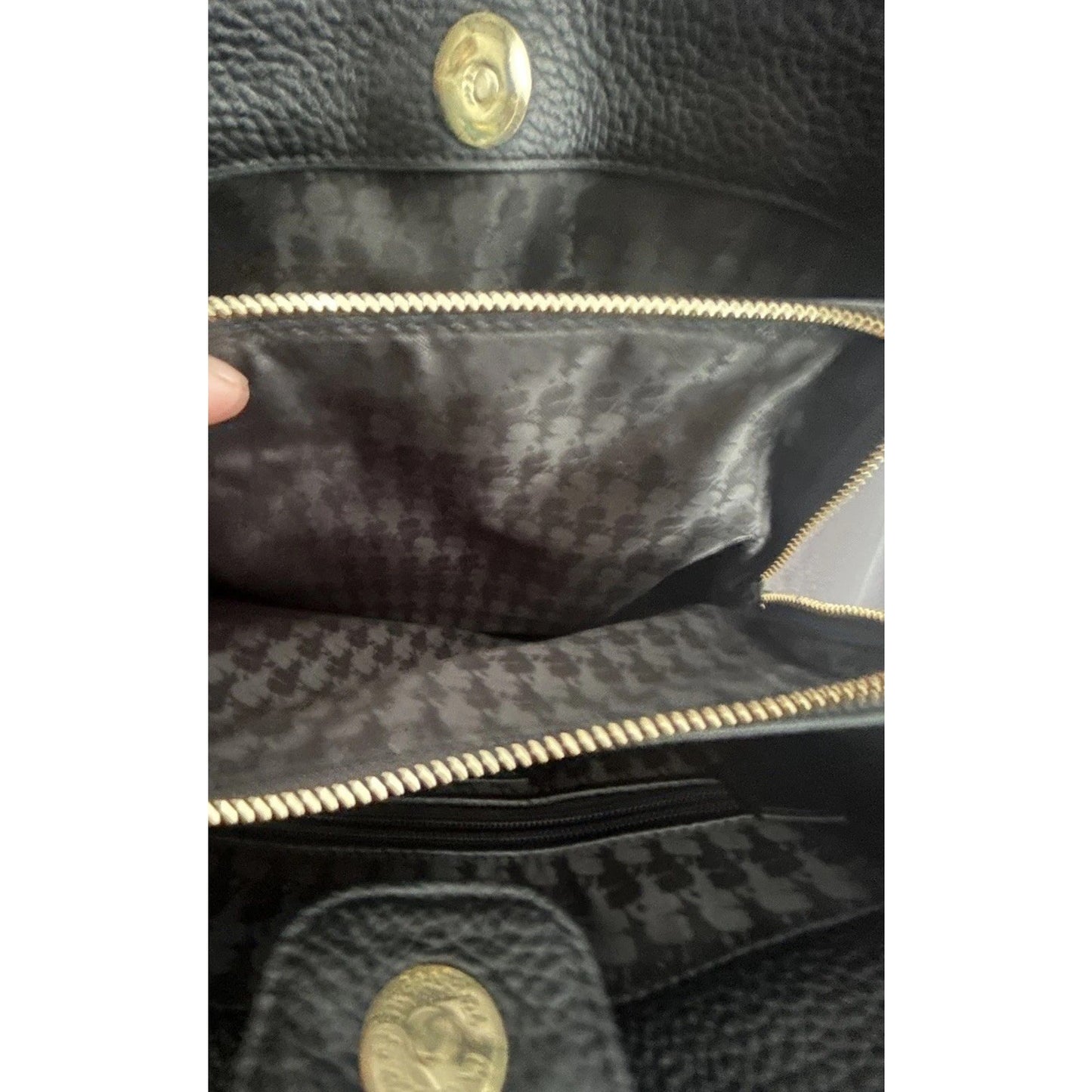 Karl Lagerfeld Black Leather Floral Stitched Bag Embroidered Flower Handbag Paris