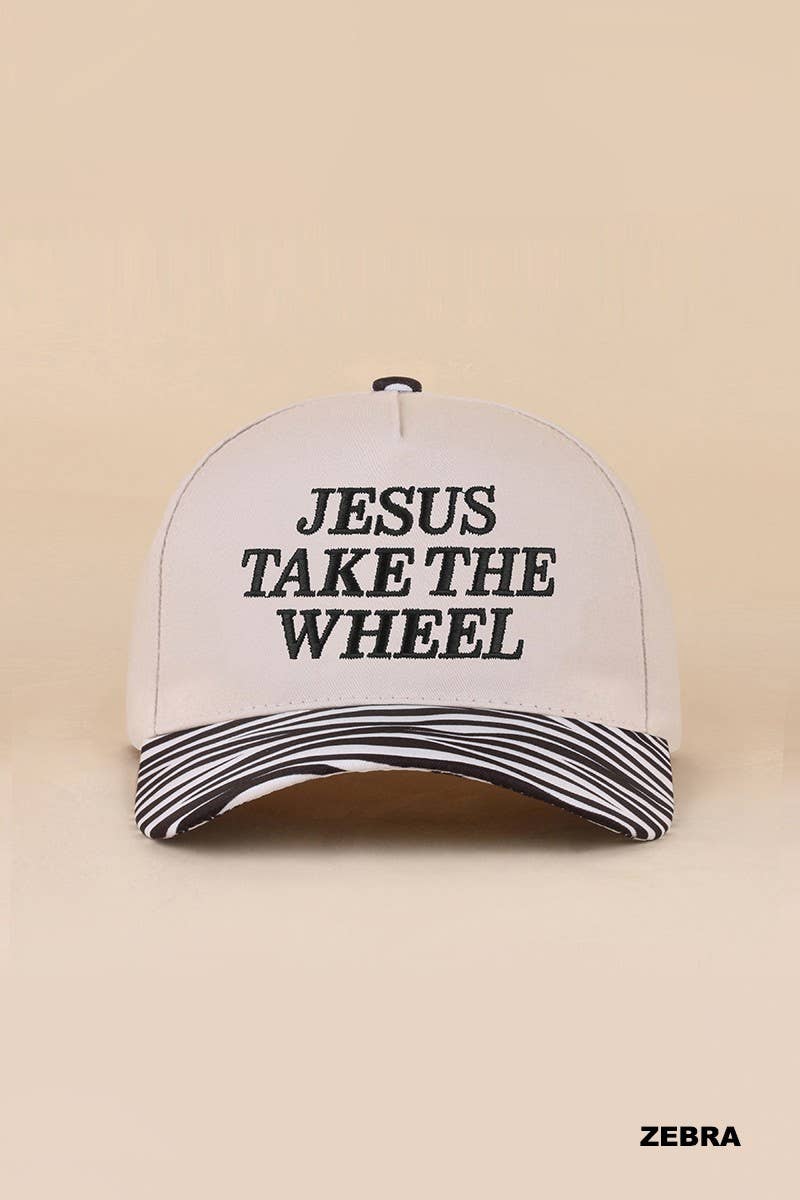Jesus Take The Wheel Two Tone Snapback Hat: LEOPARD / 1(ONE SIZE)