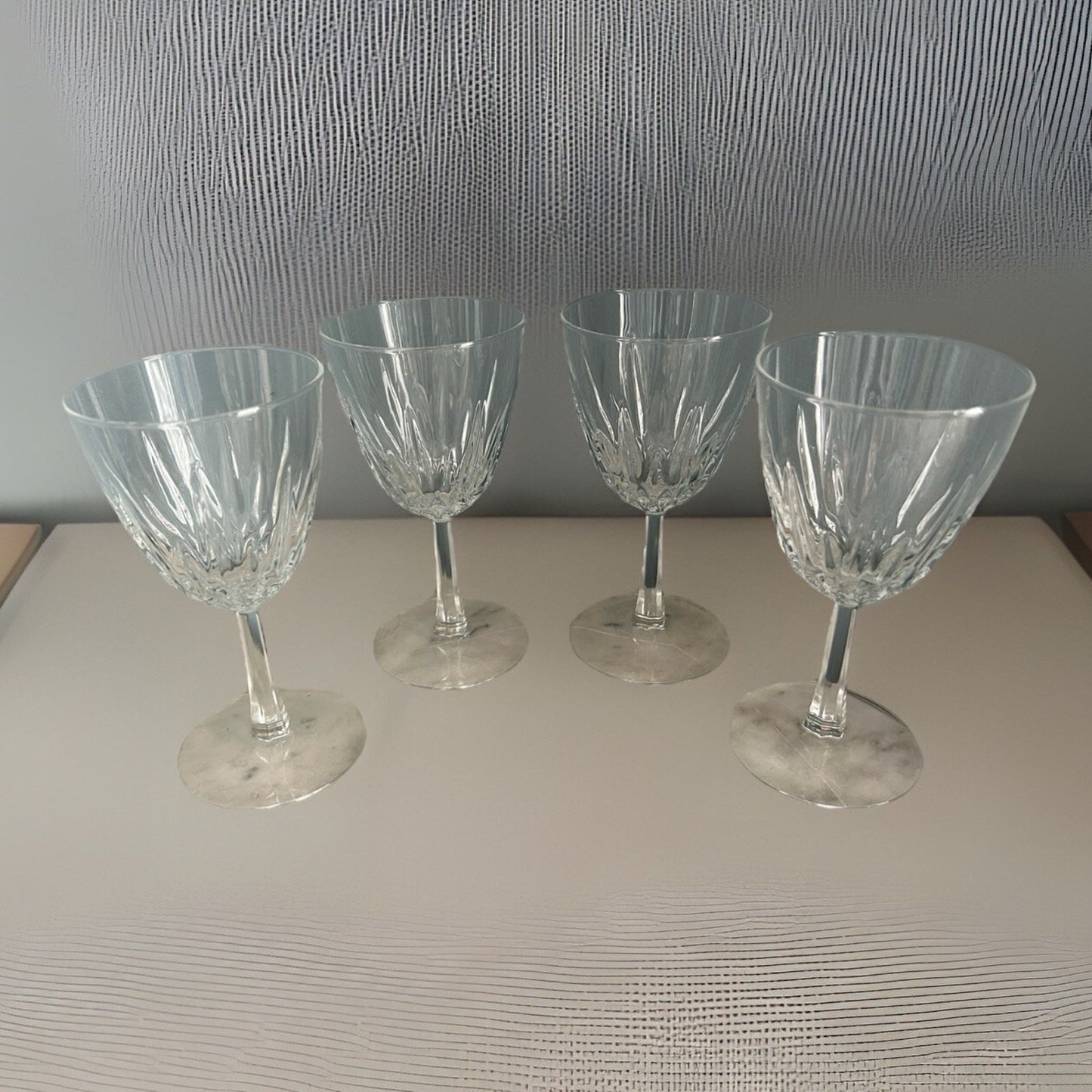 (4) Cristal D'Arques Diamant Claret 5 3/4” Wine Glasses France Vintage Clear