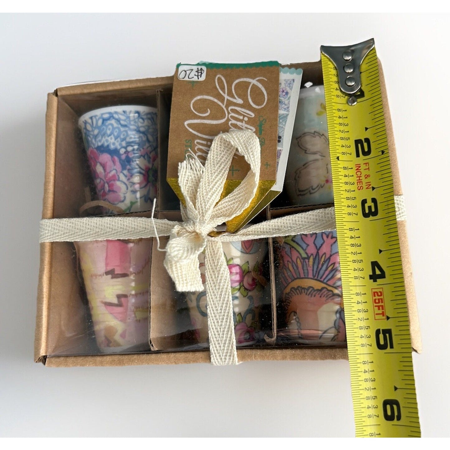 2 Sets of 6 New Glitterville Paris Flea Market Shot Glasses 2.2" Tall Reusable