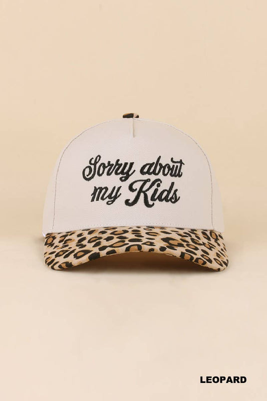 Sorry About My Kids Two Tone Snapback Hat: LEOPARD / 1(ONE SIZE)