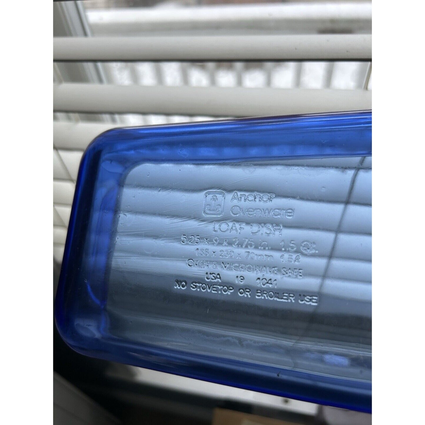 Cobalt Blue Anchor Hocking Loaf Dish 1.5 Qt Baking Pan w/ Woven Serving Basket