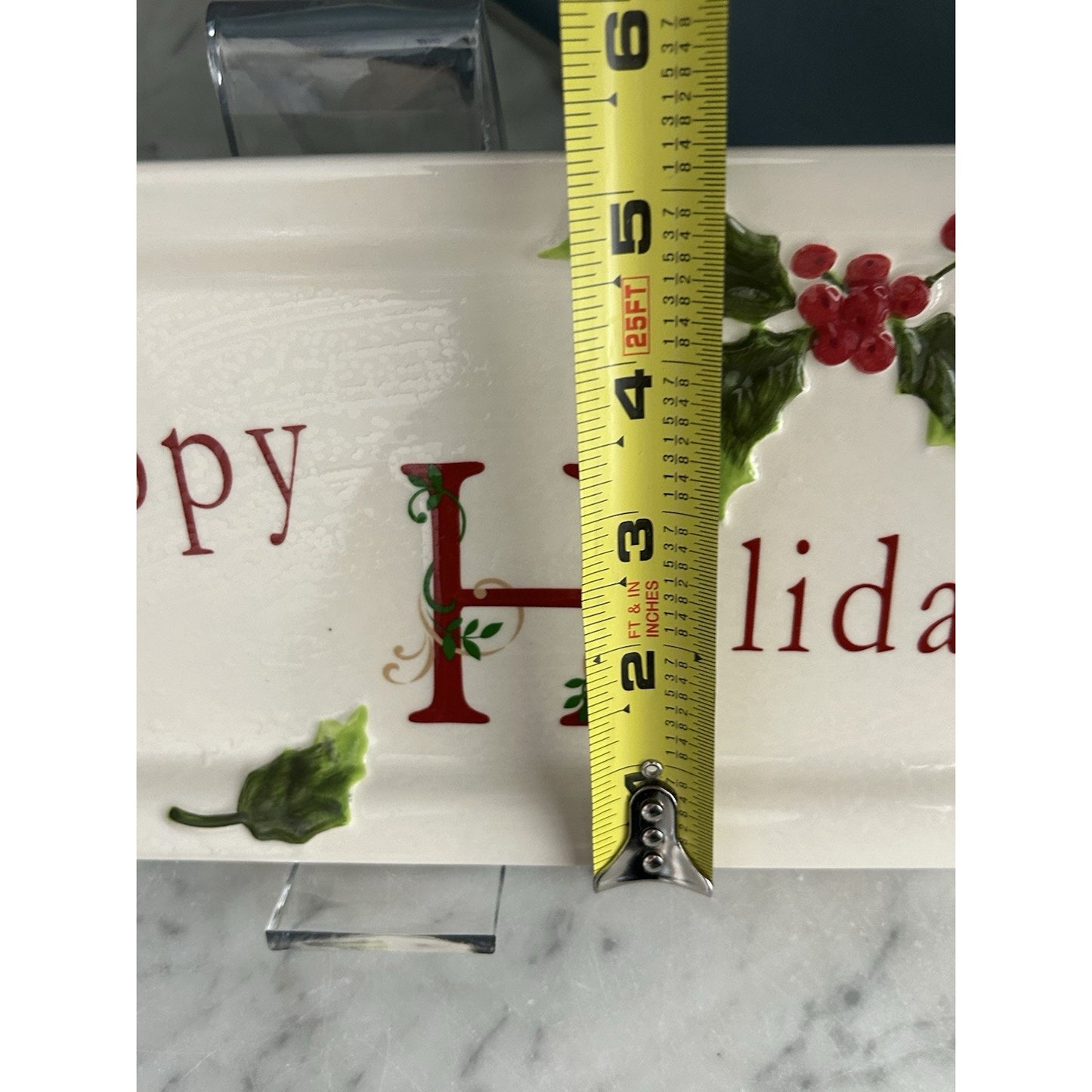 St. Nicholas Square Holly Jolly Serving Tray Happy Holidays Christmas Platter