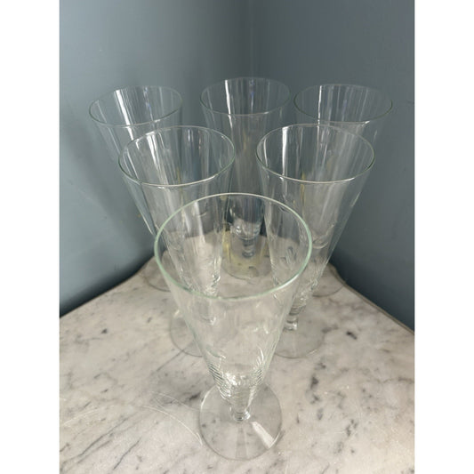 6 Hazel Arts Vintage Etched Polka Dot Champagne Glasses Pilsner Glass Coin