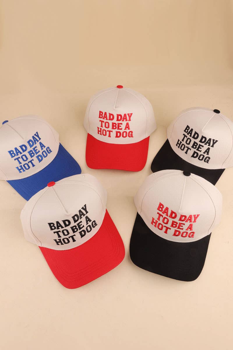 Bad Day To Be A Hot Dog Two Tone Cotton Hat: CLASSIC BLUE / 1(ONE SIZE)