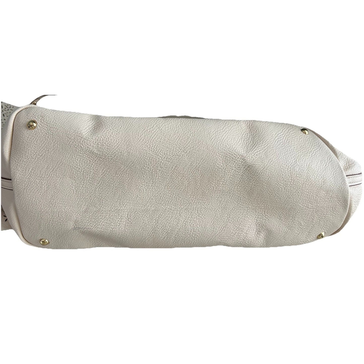 Ralph Lauren Laser Cut Perforated Chantilly Classic Tote Bag & Clutch Ivory Read