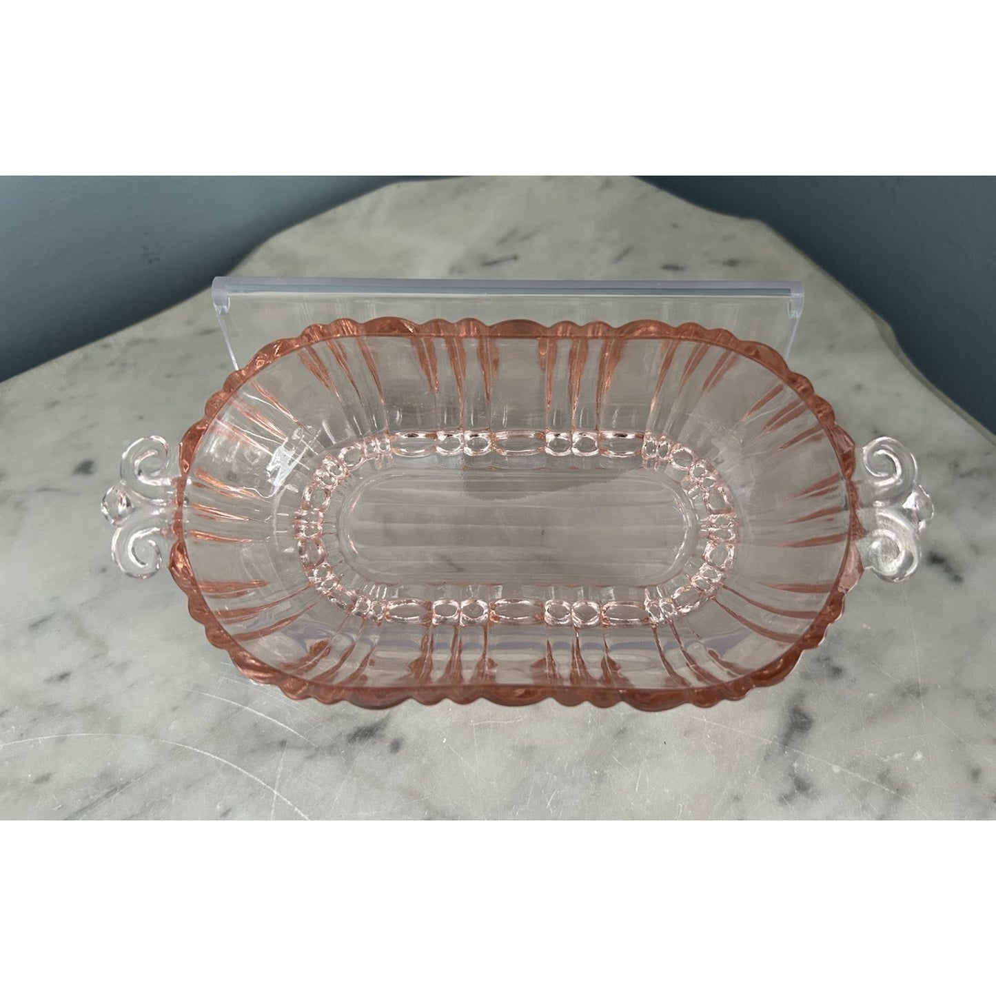 Vintage Old Cafe Pink Depression Glass Oval Olive Nut Bowl Anchor Hocking Small