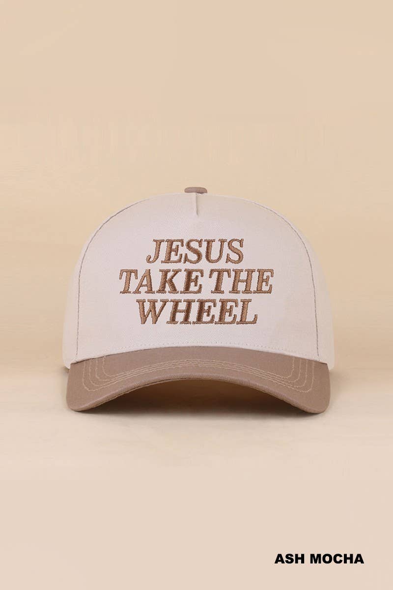 Jesus Take The Wheel Two Tone Snapback Hat: LEOPARD / 1(ONE SIZE)