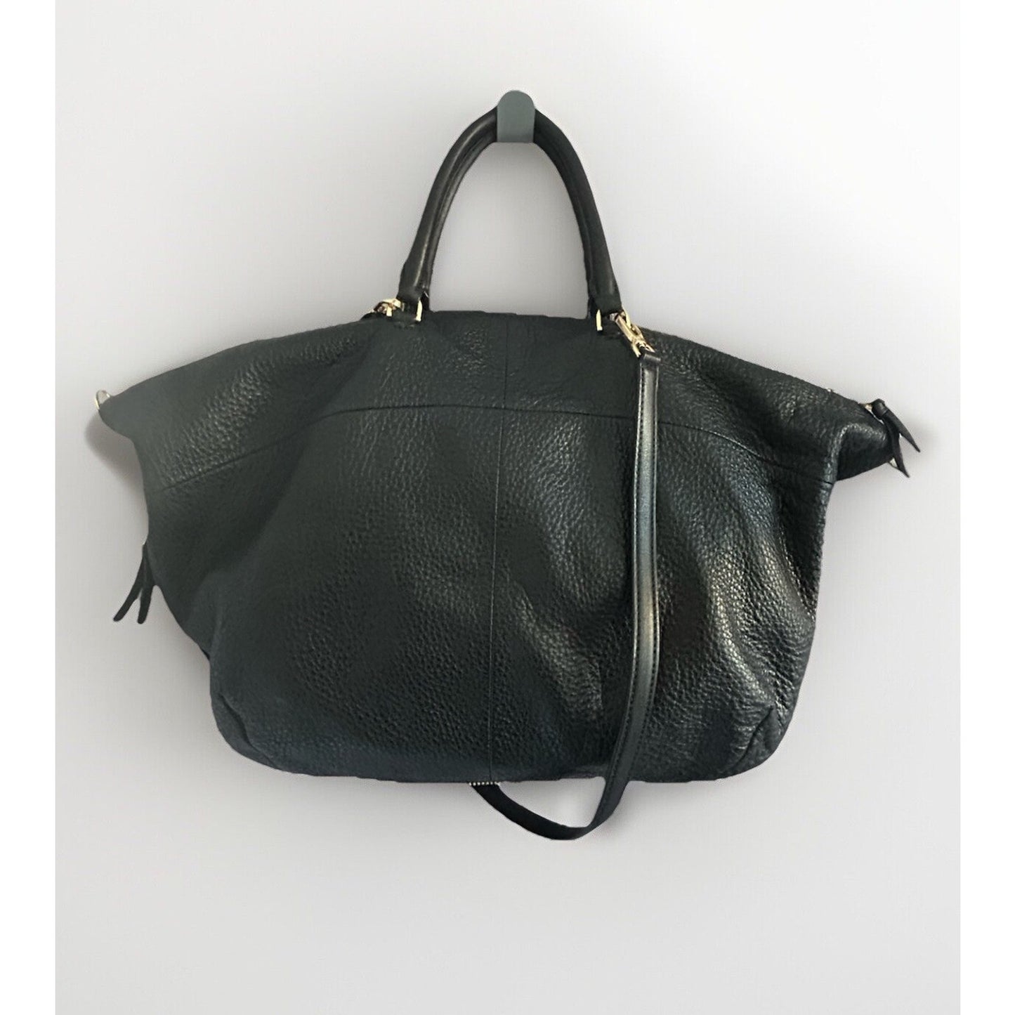 Tory Burch Ivy Slouchy Leather Satchel Bag Large Black Purse Handbag Strap