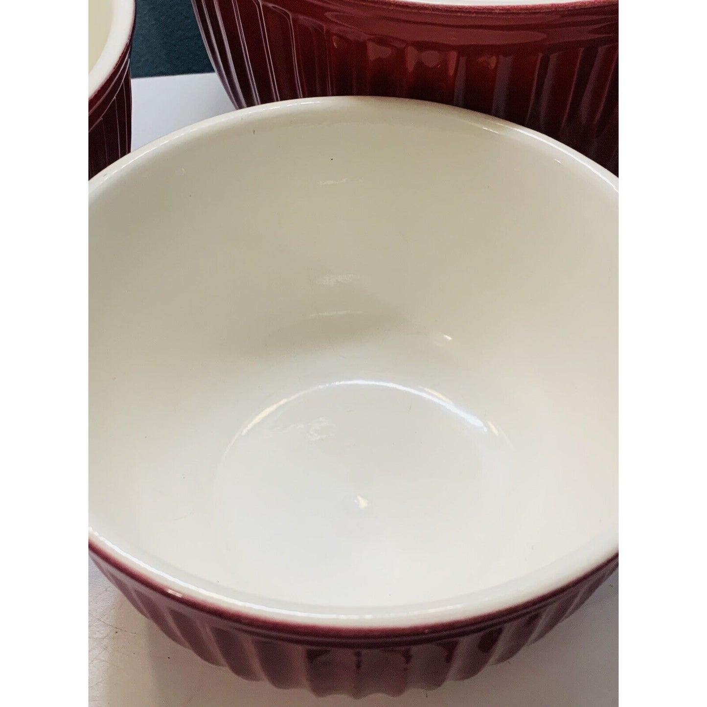 Authentic Kitchen Bright Red Nesting Mixing Bowls 3 Piece Set Heavy Solid