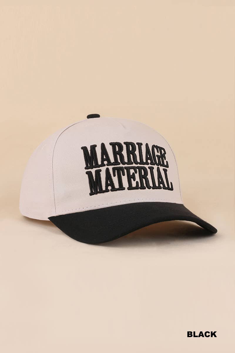 Marriage Material Two Tone Canvas Cotton Cap: FLORAL / 1(ONE SIZE)