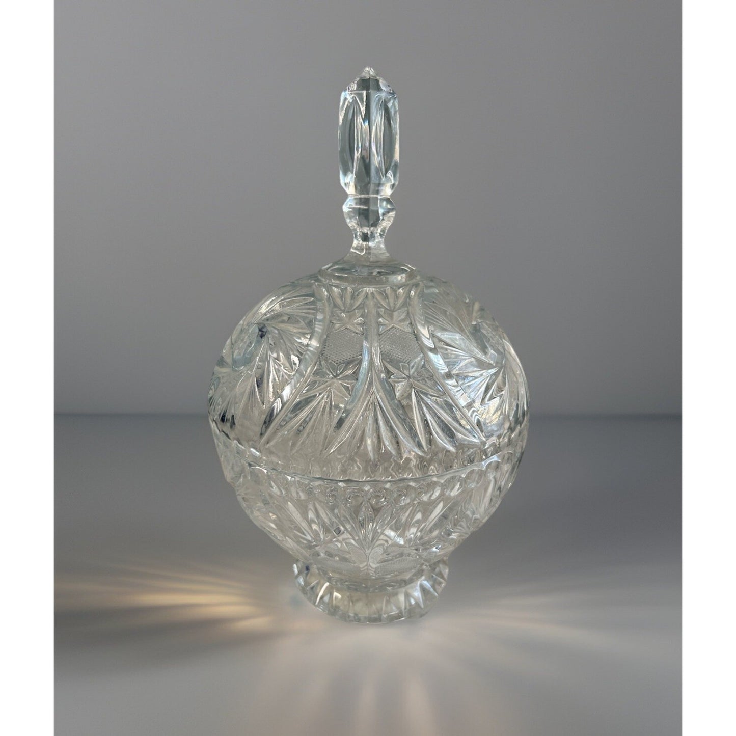 Bohemia Crystal Candy Dish Lidded Vintage Violetta Pinwheel Star of David Clear