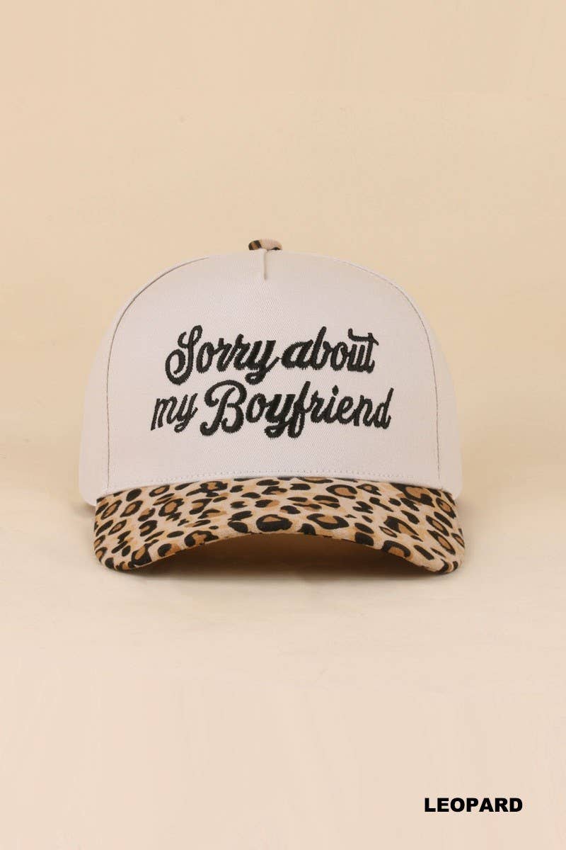 Sorry About My Boyfriend Two Tone Snapback Hat: LEOPARD / 1(ONE SIZE)