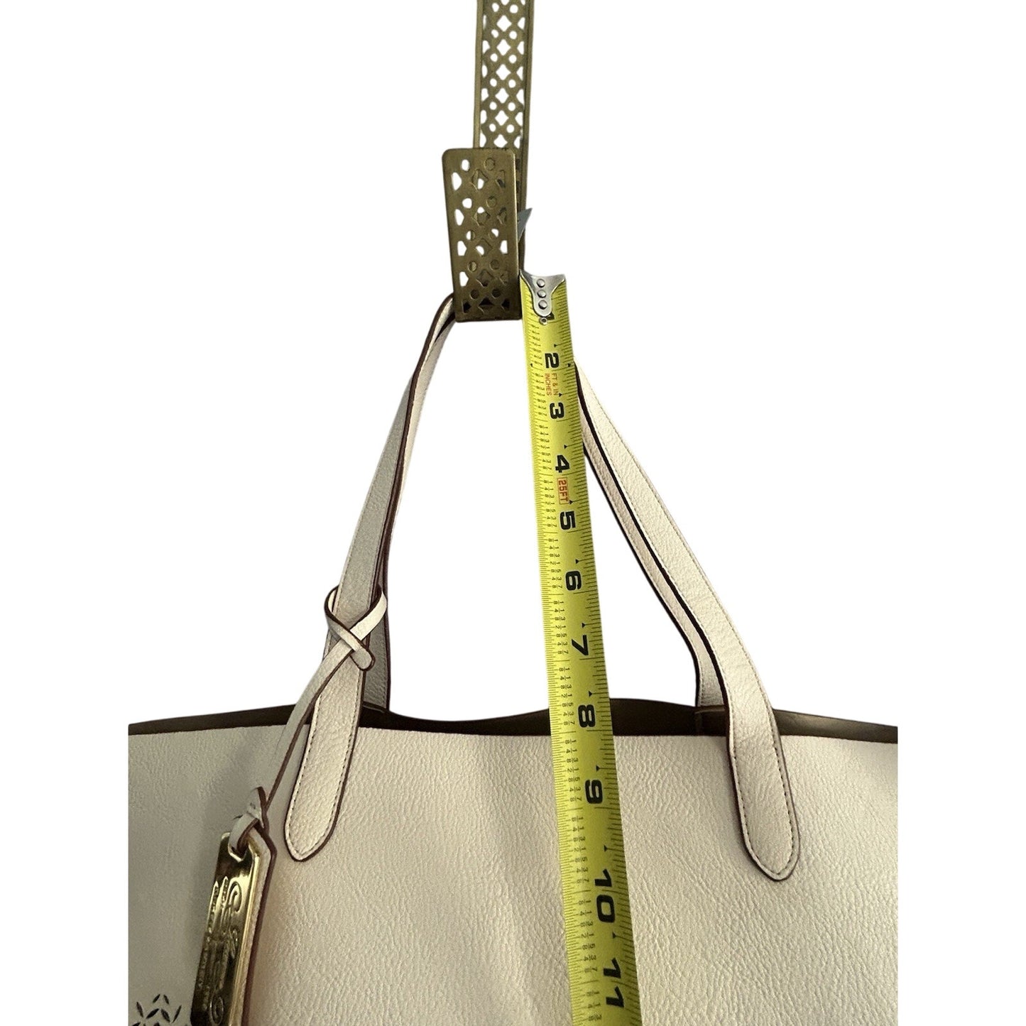 Ralph Lauren Laser Cut Perforated Chantilly Classic Tote Bag & Clutch Ivory Read