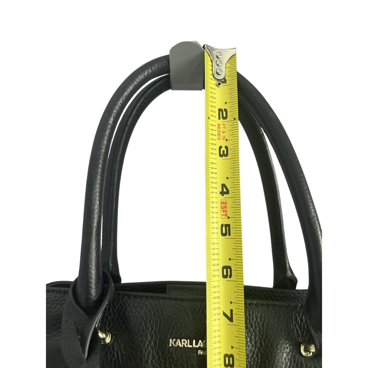 Karl Lagerfeld Black Leather Floral Stitched Bag Embroidered Flower Handbag Paris