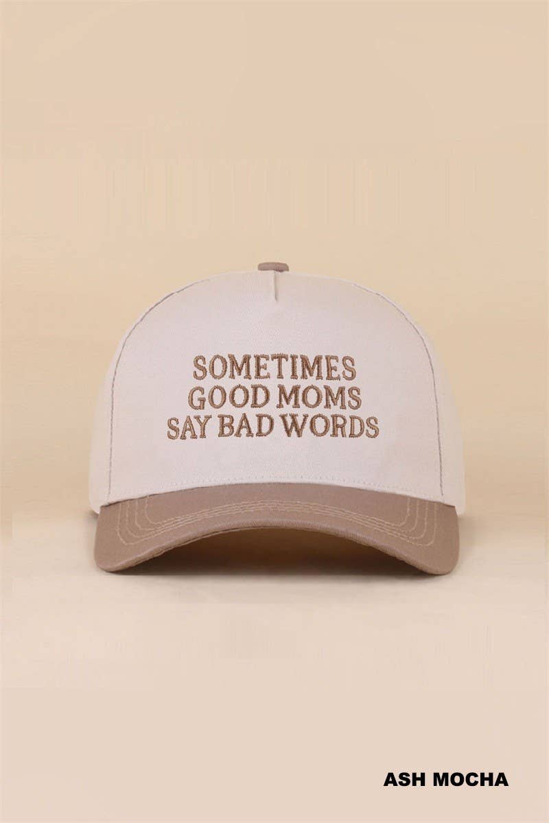 Sometimes Good Mom Say Bad Words Two Tone Snapback Hat: LEOPARD / 1(ONE SIZE)