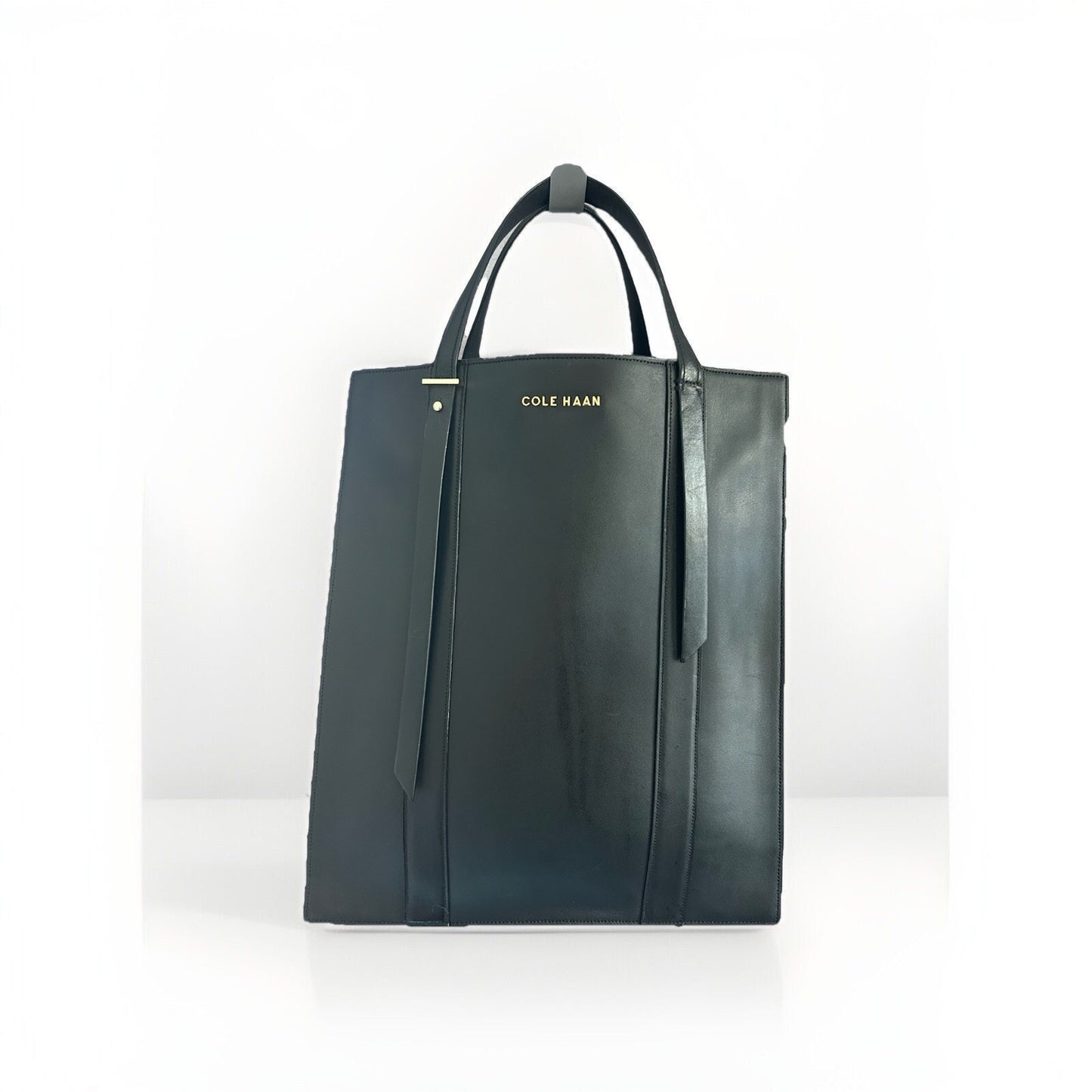 EUC Cole Haan Black Vestry Magazine Leather Tote Bag Handbag