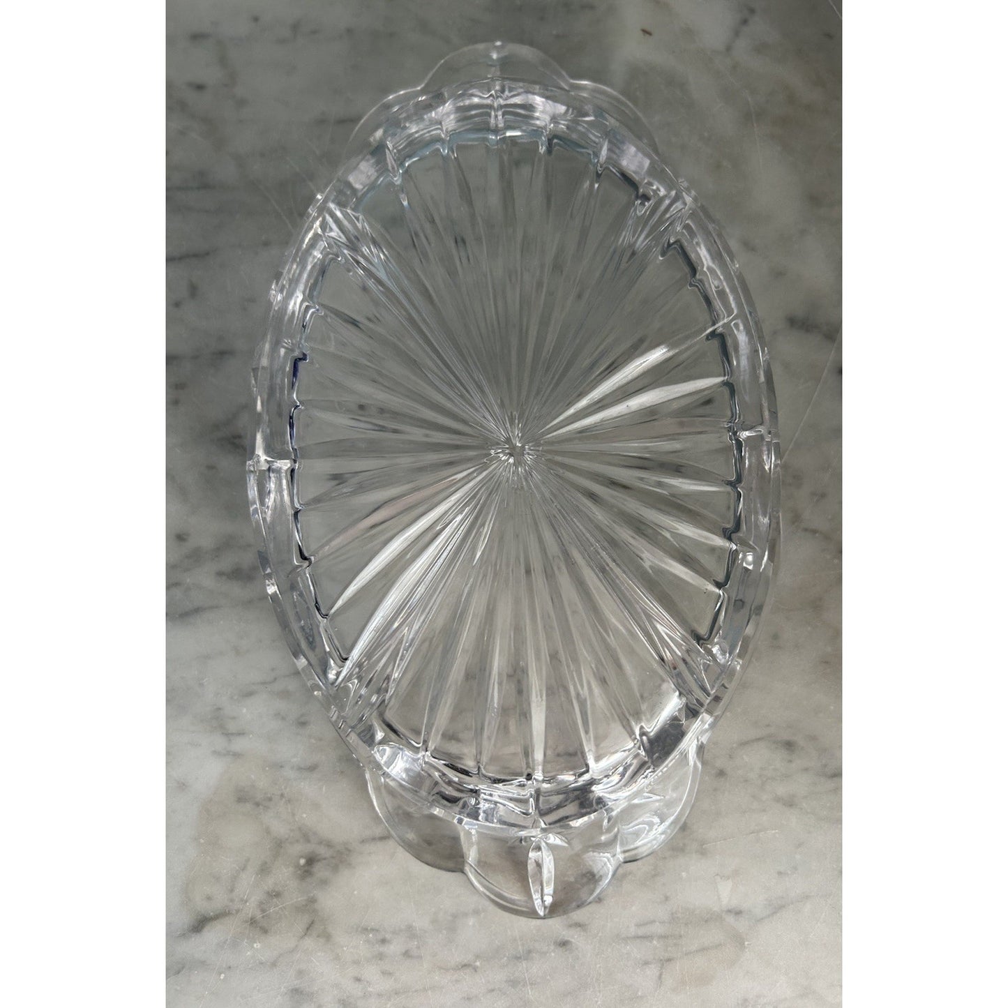 Crystal Cut Lead Relish Dish Vintage Serving 4 Sections Clear Glass Trinket Dish