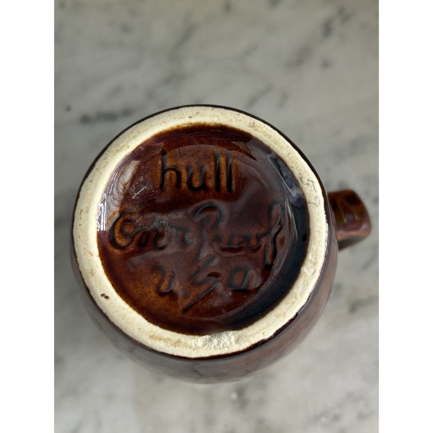 Vintage Hull Pottery Brown Drip Glazed Creamer USA Oven Proof 4.5” Tall Vase