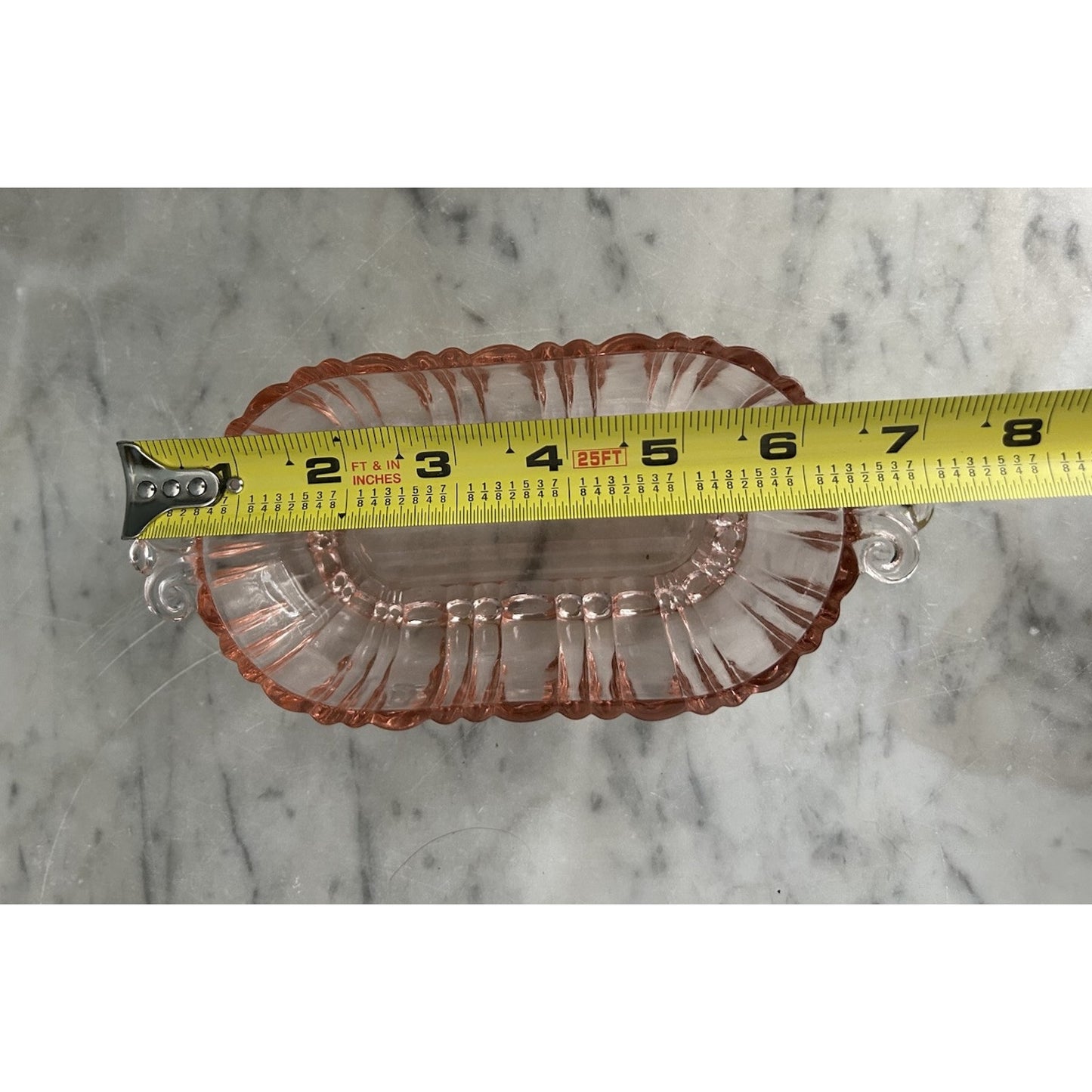 Vintage Old Cafe Pink Depression Glass Oval Olive Nut Bowl Anchor Hocking Small