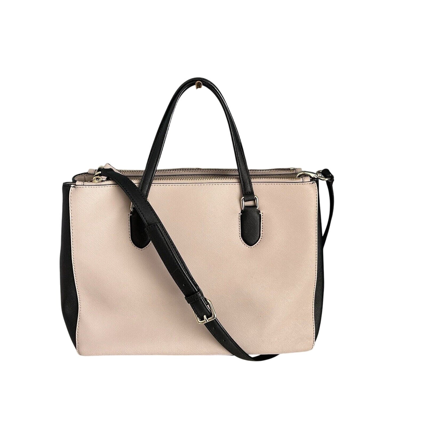 Kate Spade Leighann Laurel Way Leather Satchel Almond Black Handbag Reese