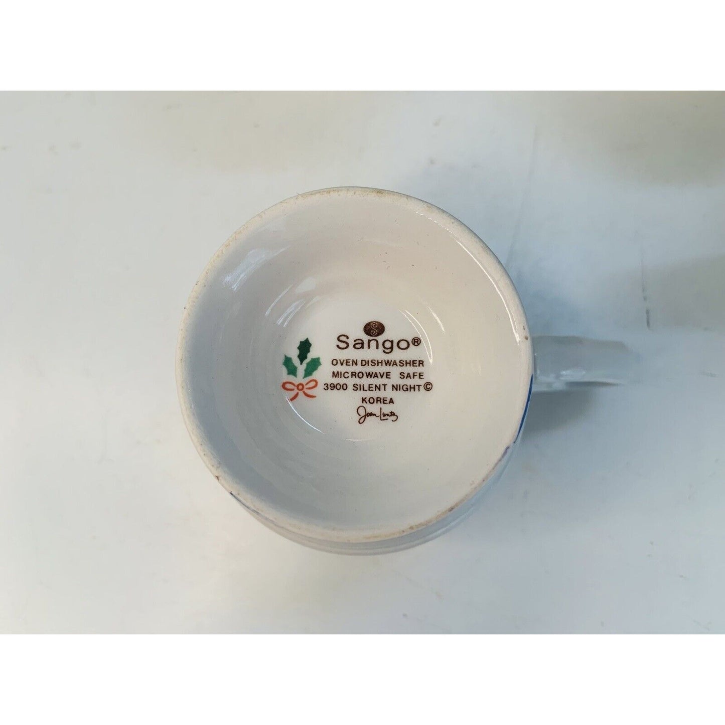 4 Sango Silent Night Footed Coffee Mugs Winter Scenes #3900 Vintage Christmas