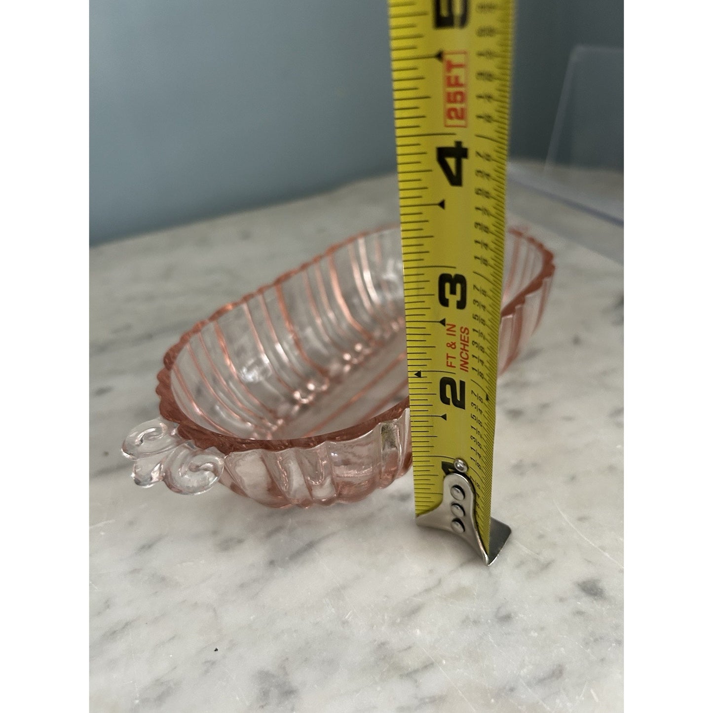 Vintage Old Cafe Pink Depression Glass Oval Olive Nut Bowl Anchor Hocking Small