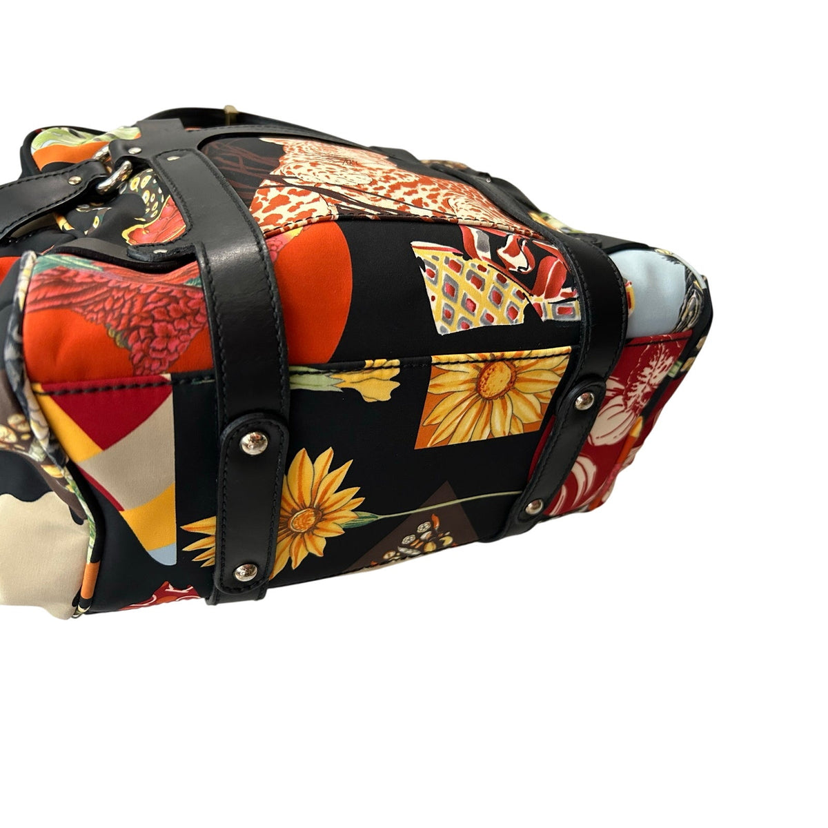 Salvatore Ferragamo Fiera Tote Jungle Leopard Safari Nylon Leather Bag Purse COA