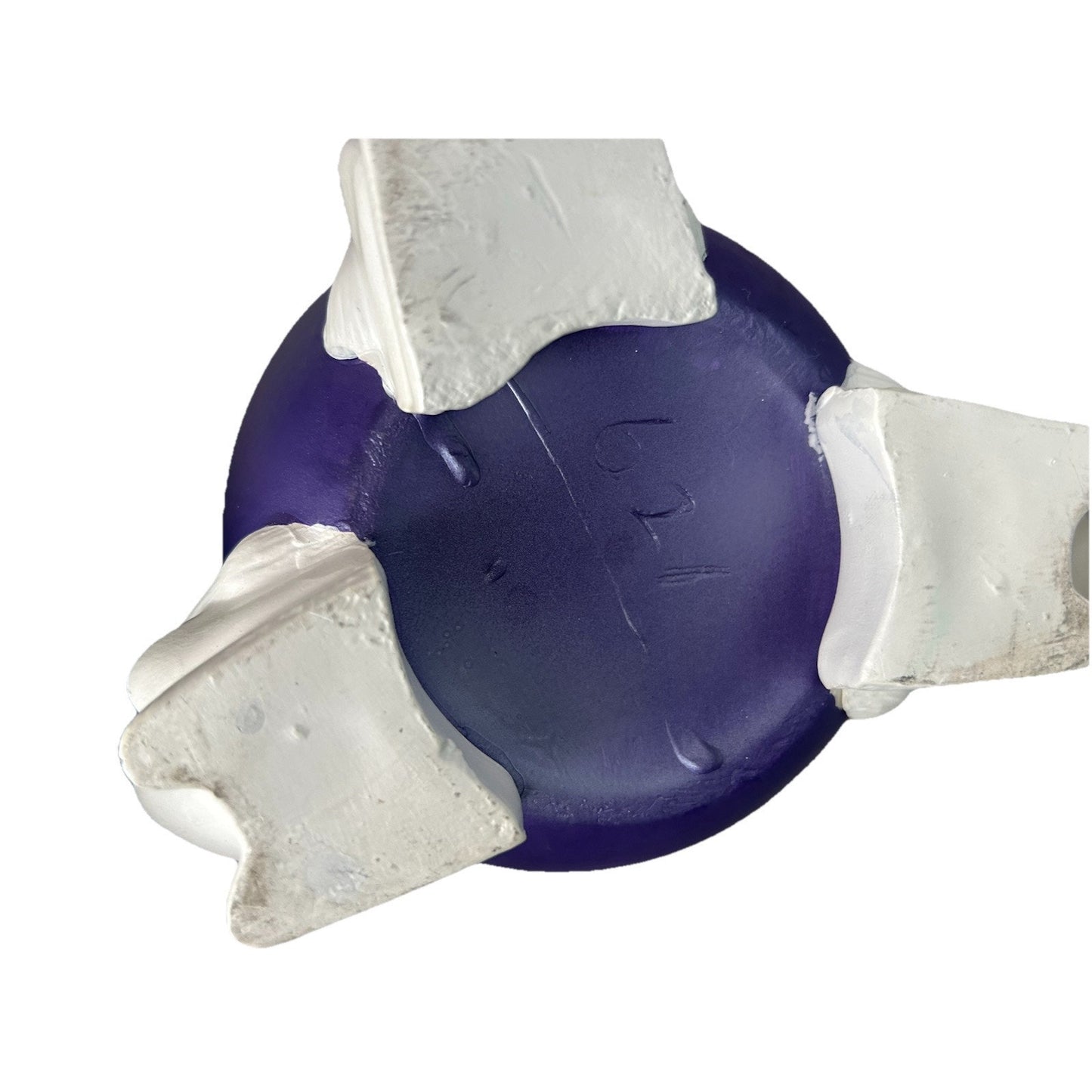 (2) 1960s Ceramic Easter Egg Candy Jar Hand Painted Bunnies Rabbits Purple Teal