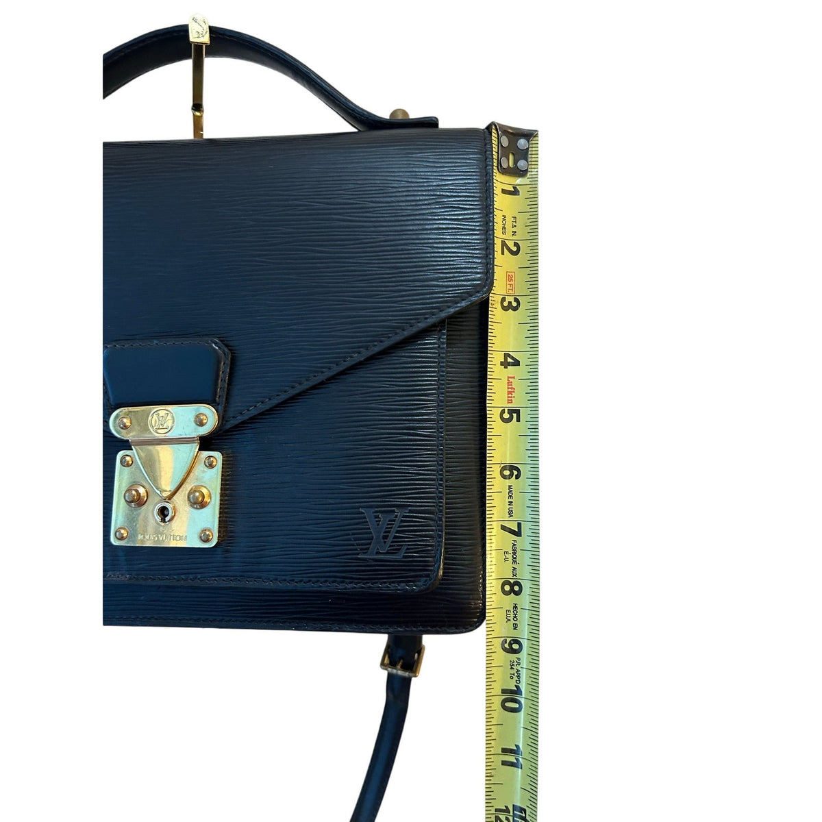 LOUIS VUITTON Monceau Black Epi Leather Hand Bag Shoulder Bag Purse Authentic COA