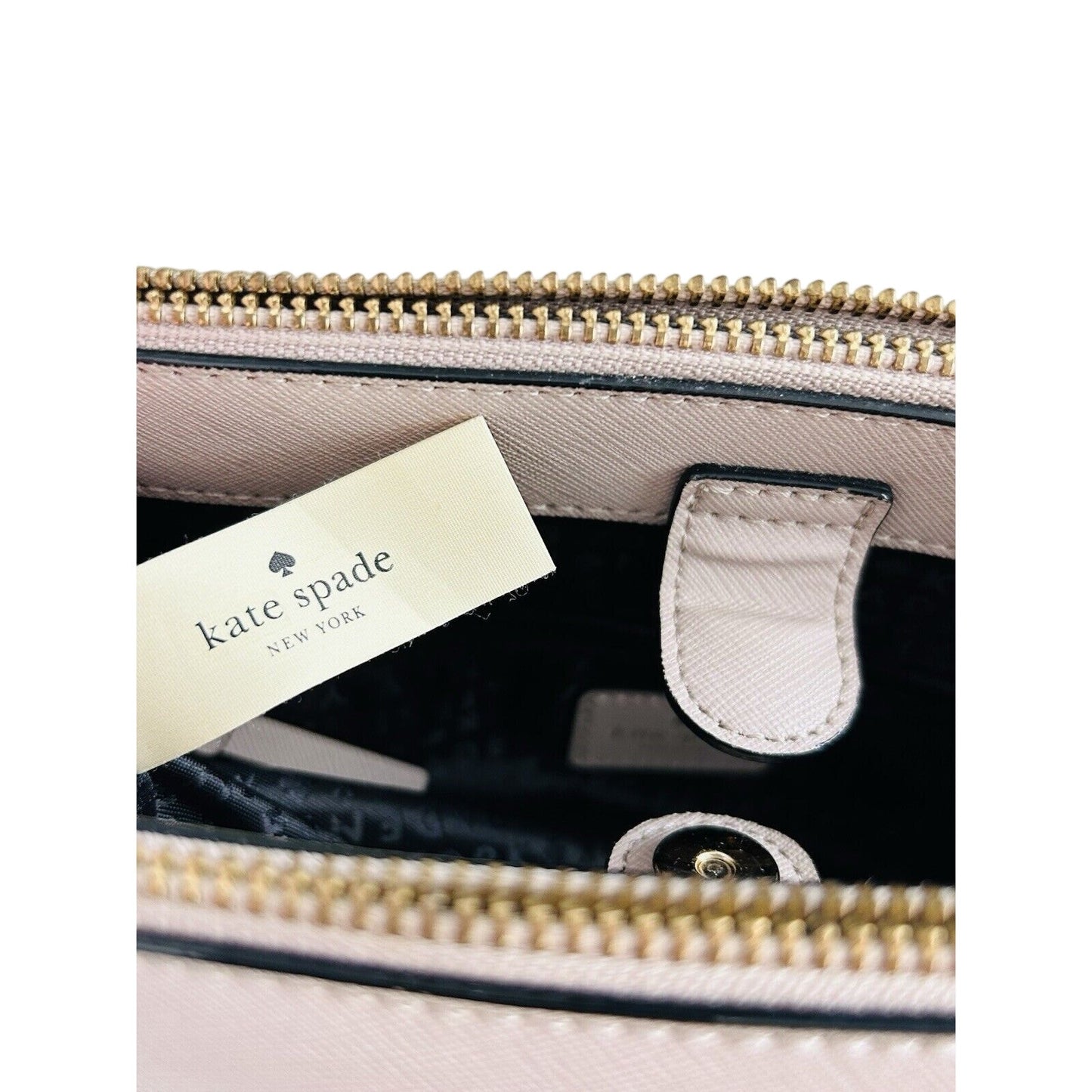 Kate Spade Leighann Laurel Way Leather Satchel Almond Black Handbag Reese