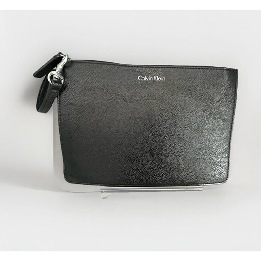 Calvin Klein Solid Black Wristlet Clutch Wedding Prom Vacation Purse Make-up Bag