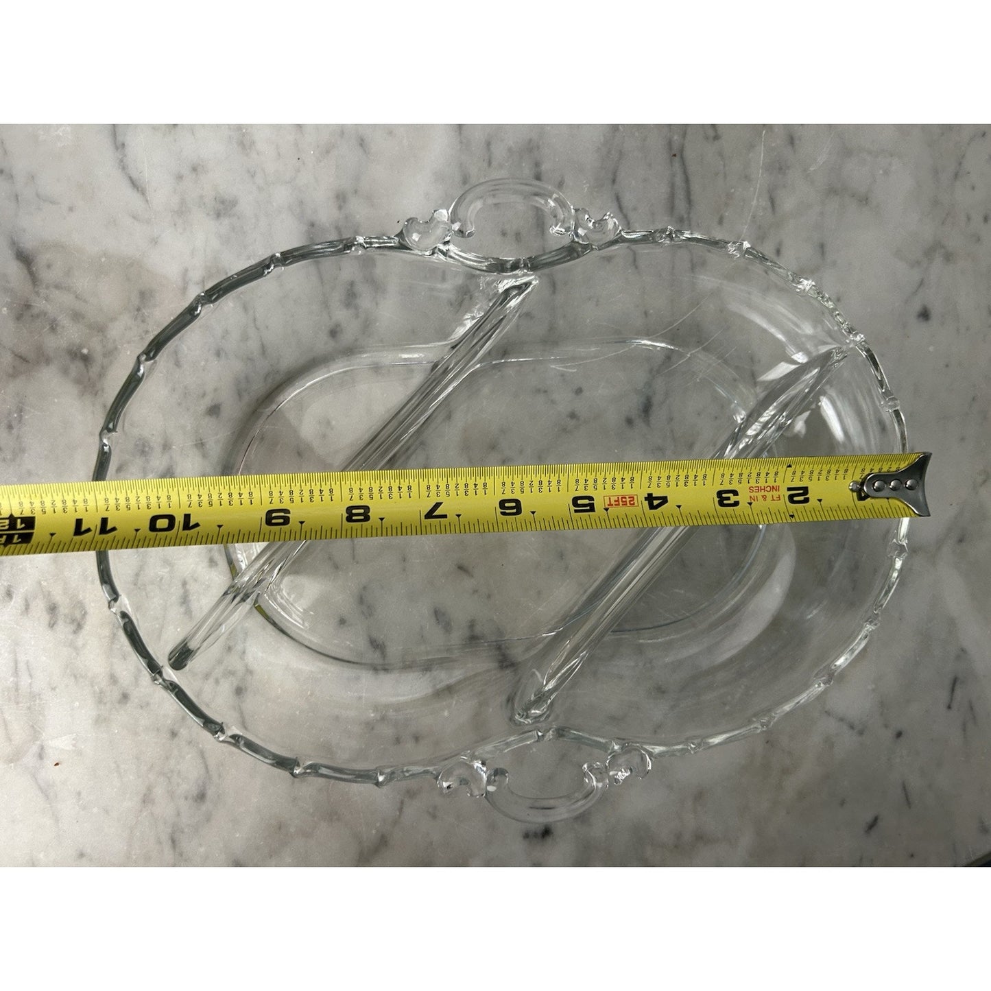 Fostoria Vintage Century Dish 3 Part Divided Handles Glass Serving Relish Nuts