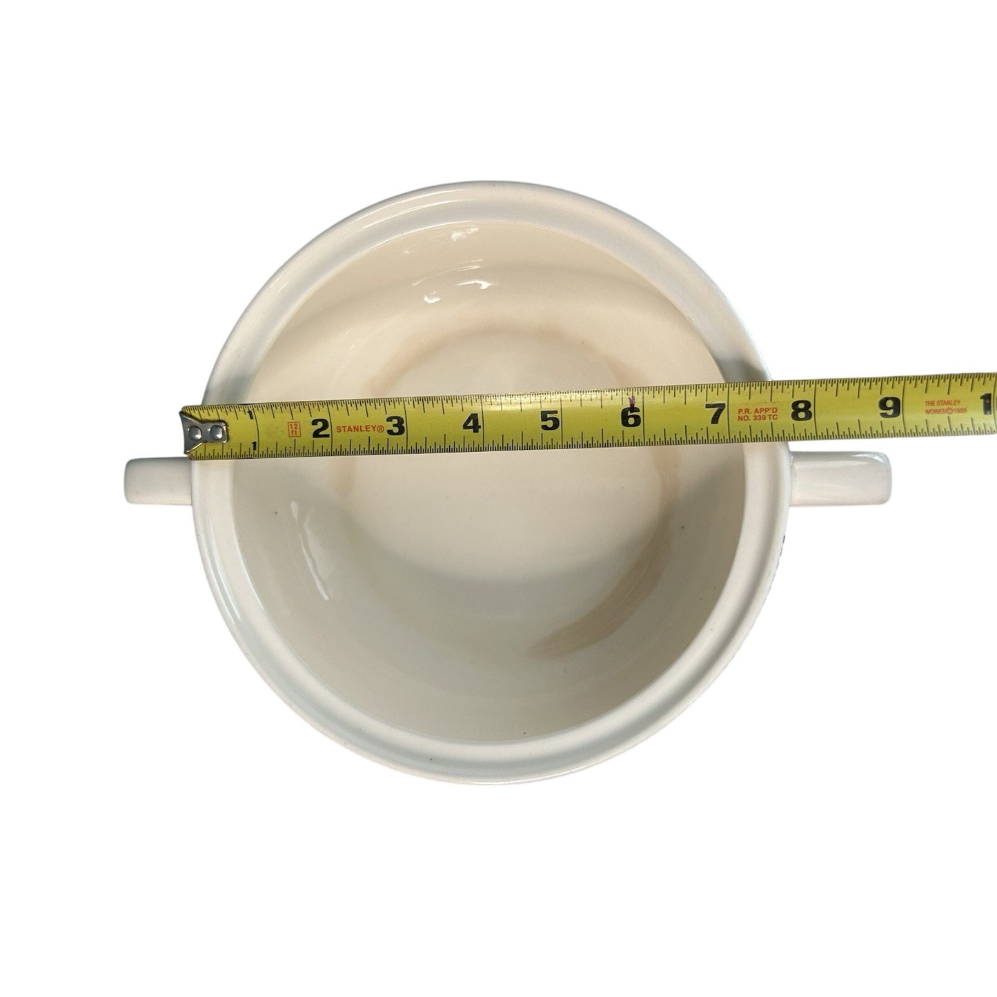 Royal Currier & Ives Blue White Ironstone Covered Casserole Dish Handles Vintage