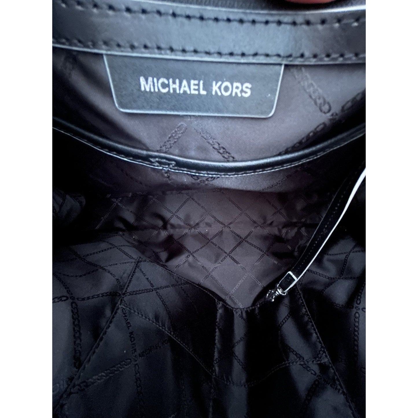 Michael Kors Bay Large Tote East West Woven Canvas Shoulder Black White Bag