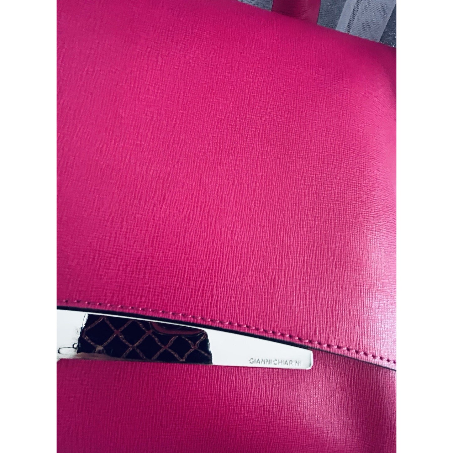 Gianni Chiarini Dua Handbag Hot Pink Leather One Handle Bag Italy Metallic