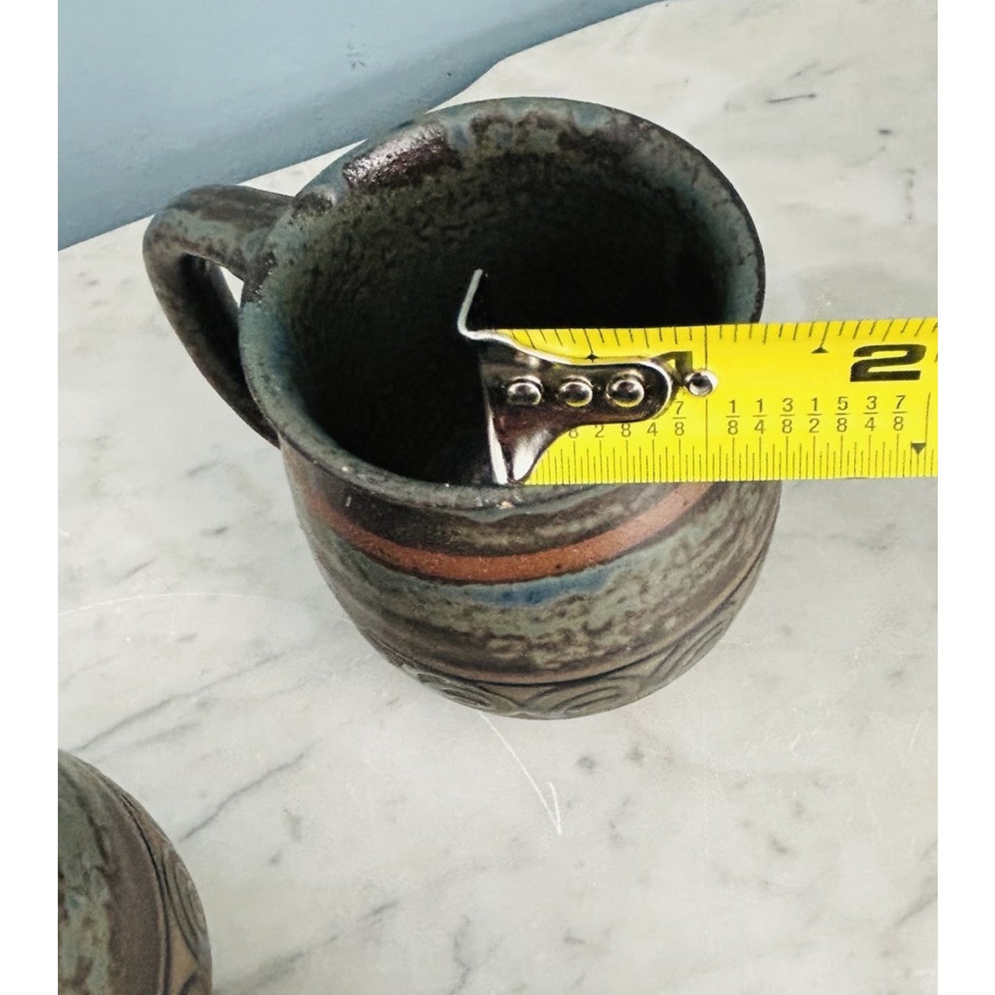 6 Vintage Japan Potbelly Coffee Mugs Mottled Glaze Stoneware Textured 12 oz