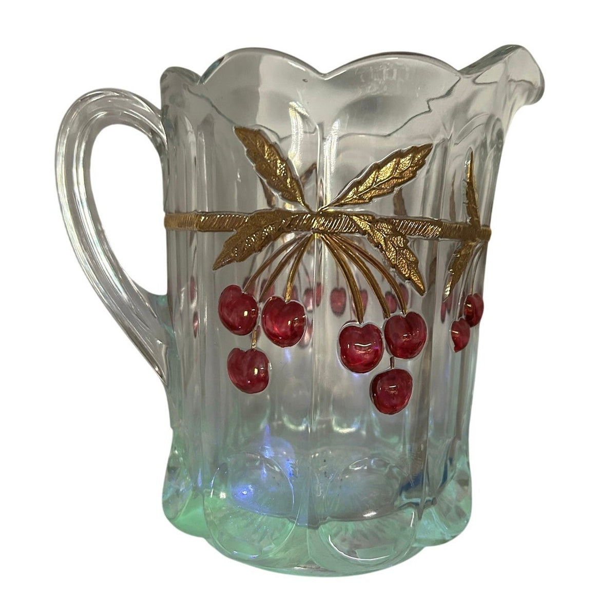 Mosser Cherry Thumbprint Pitcher Mint Condition Manganese Glow 52 oz 9” Vintage