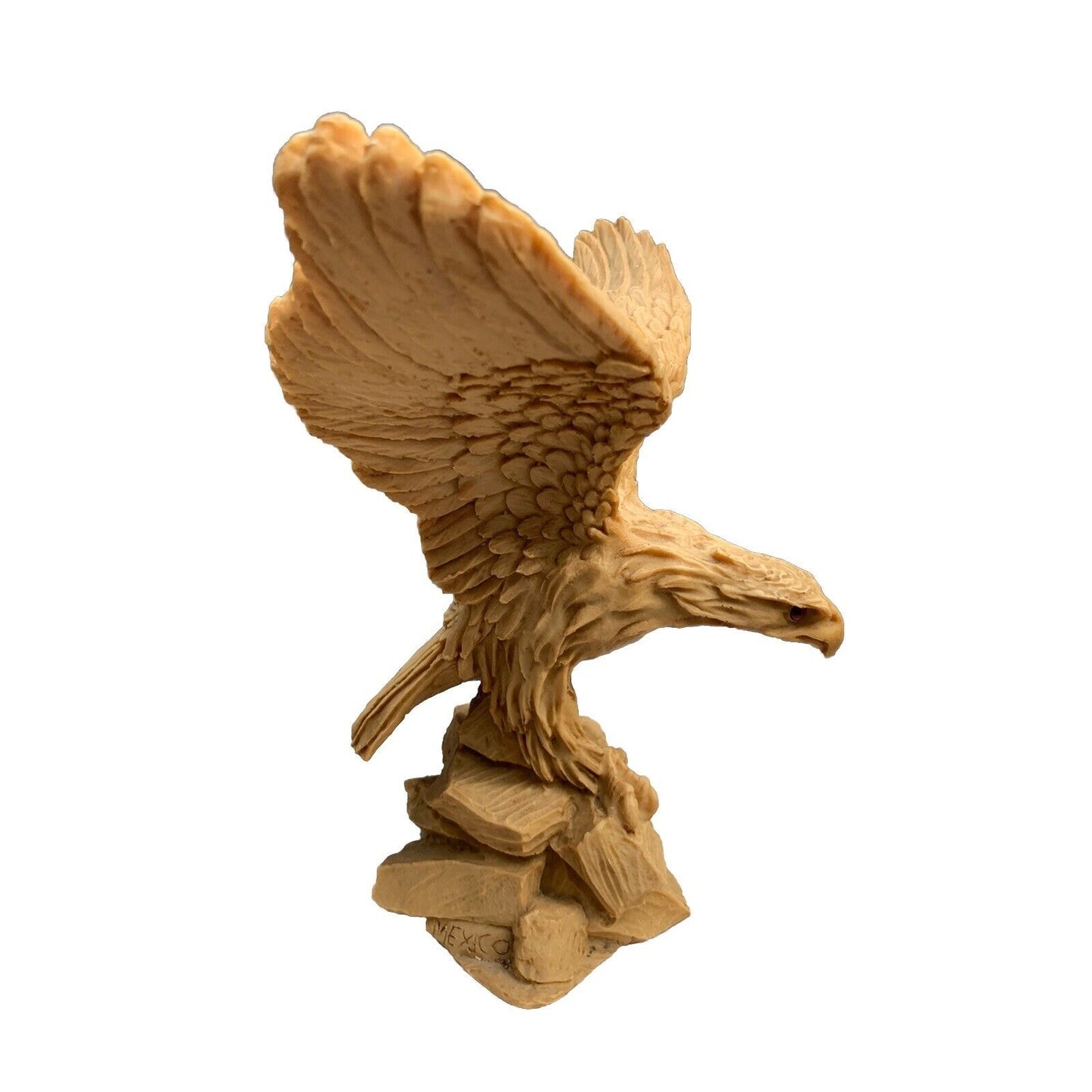 Vintage Eagle Sculpture Statue 12”H 13” Wing Span Red Eyes Soaring Mexico
