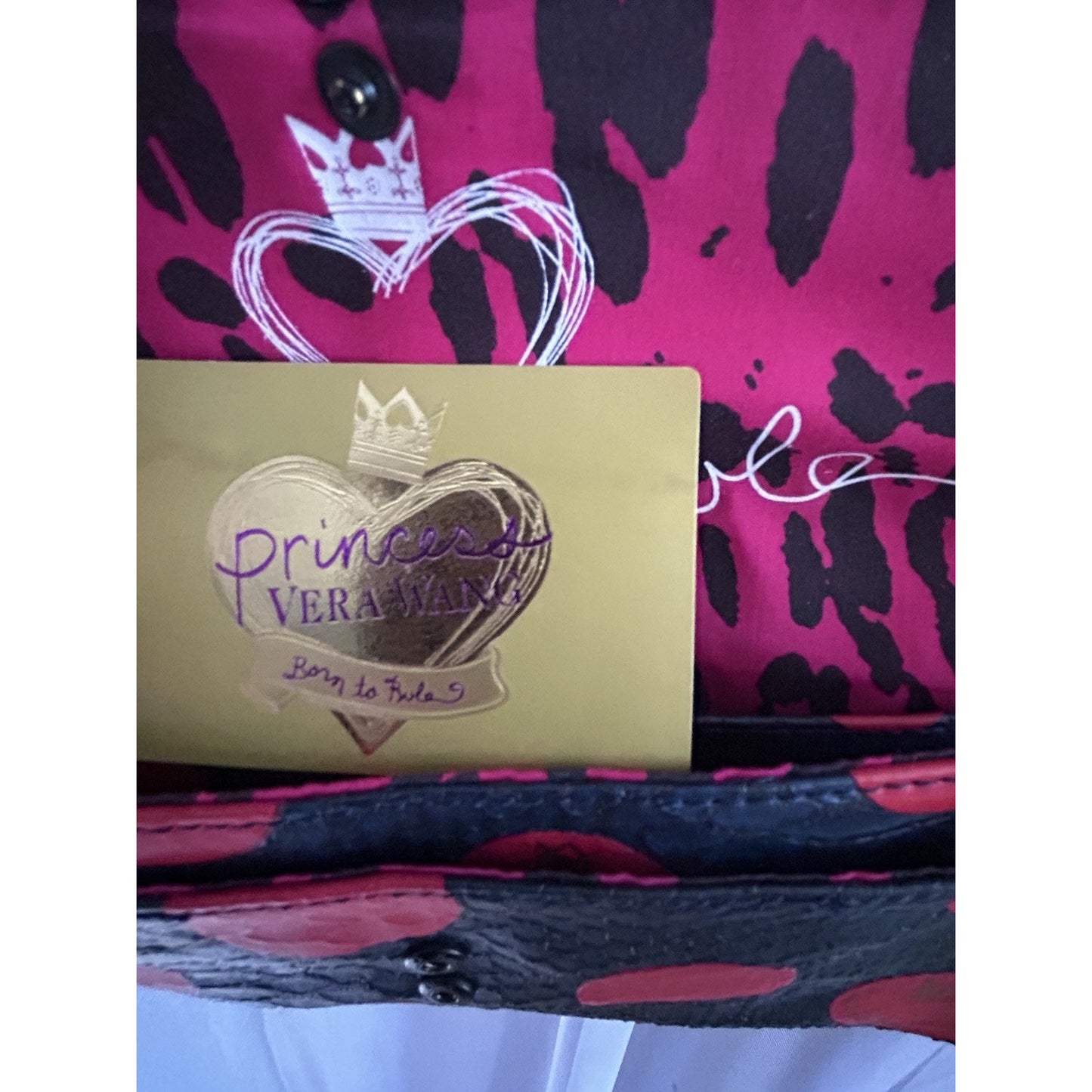 Vera Wang Princess "Born to Rule" Clutch Crossbody Handbag Polka Dots Blue Pink